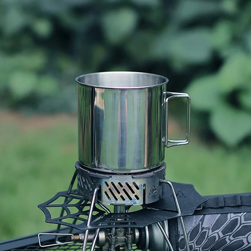 Stainless Steel Camping Cup 250/350/500ml Portable Carabiner Cups Outdoor Water Cup Mug With Foldable Handle Kitchen Drinkware