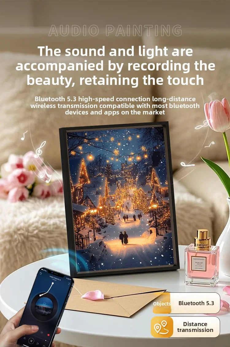 Creative Decorative Atmosphere Lamp Gift USB Powered LED Light Painting Night Light with Bluetooth Speaker Room Desk Ornaments