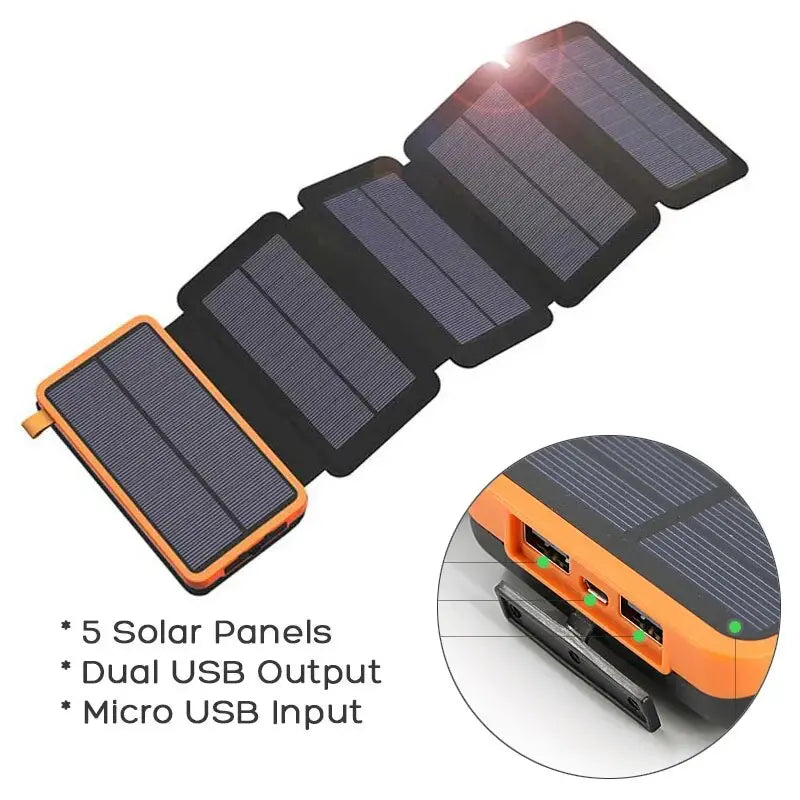 20000mAh Solar Power Bank External Battery Pack Folding Solar Panel Powerbank Double USB Charger Phone Poverbank For Smart Phone