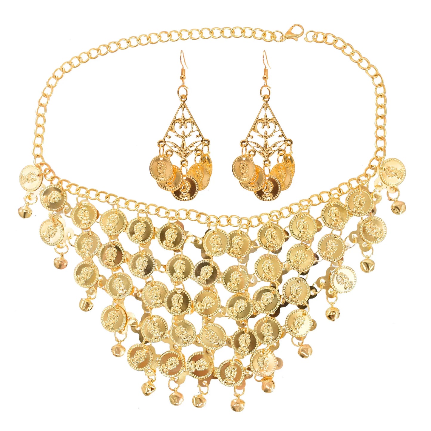 Indian Dance Accessories Necklace Headwear Earrings Bracelet Hair Band Jewelry Set Women's Party Jewelry Gifts