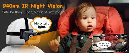 Car Baby Mirror Dual Channel Back Seat Baby Car Camera 1080P with Rear View Car Monitor 6.8'' IPS Screen Kids Pet Night Vision