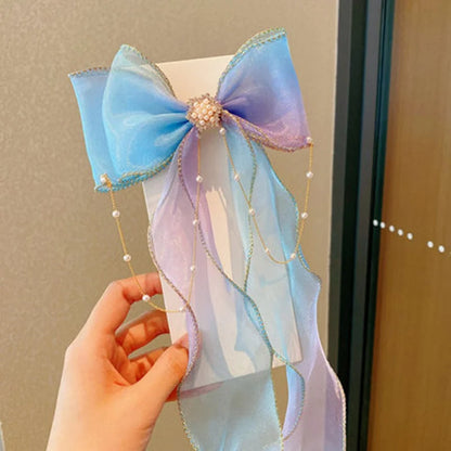 Fashion Hair Accessories New Girls Cute Colorful Chiffon Bow Ribbon Hairpins Children Sweet Hair Clips Hair Accessories