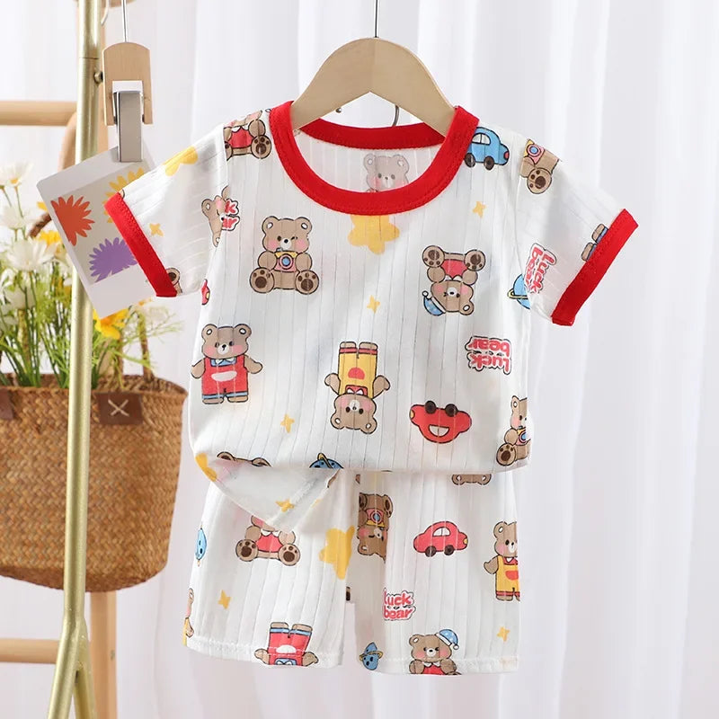 T-shirts Baby Clothes New Summer Children's Clothing  Children's Short Sleeved Shorts Suit Boys Girls Cotton