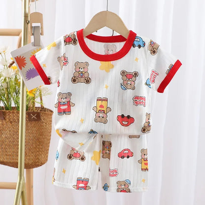 T-shirts Baby Clothes New Summer Children's Clothing  Children's Short Sleeved Shorts Suit Boys Girls Cotton