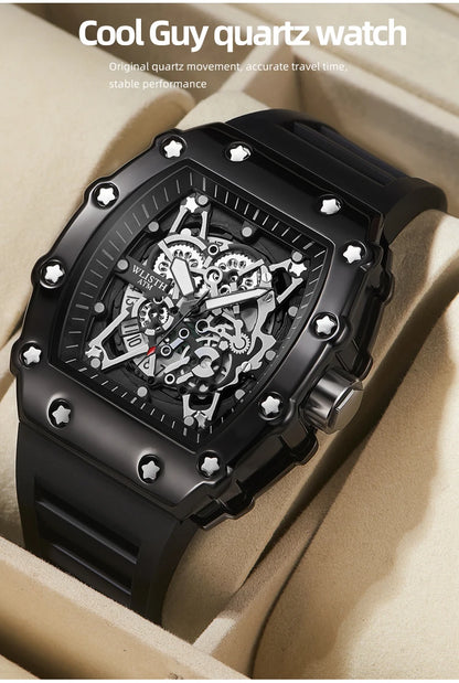 New Men's Watch Fashion Automatic Quartz Watch Waterproof Watch Sport Men's Silicone Watch Band Quartz Watch Best Gift