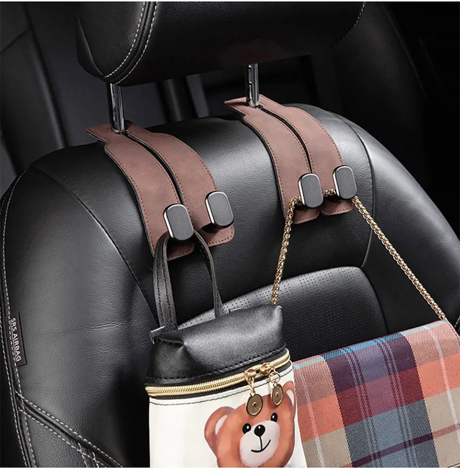 2 in 1 Car Hook For Car Rear Seat Back Hooks Headrest Hanger Clip Universal Double Hooks Holder Storage Car Interior Accessories
