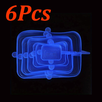 24-6Pcs Reusable Food Silicone Stretch Lids Elastic Silicone Lid Cap Food Covers for  Bowl Cups Containers Keep Food Fresh