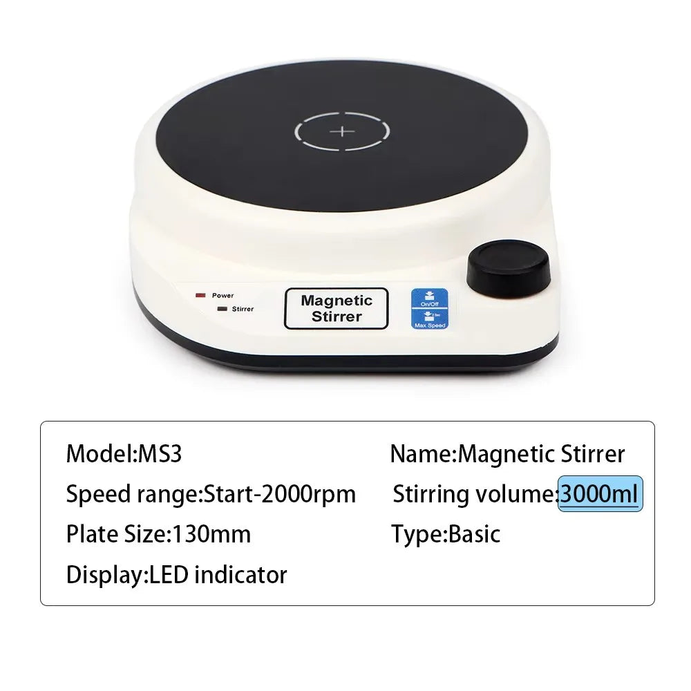 2000RPM Mini Electric Magnetic Stirrer with Stir Bar Brushless DC Motor Magnetic Mixer for Medical Chemical Laboratory EU Plug