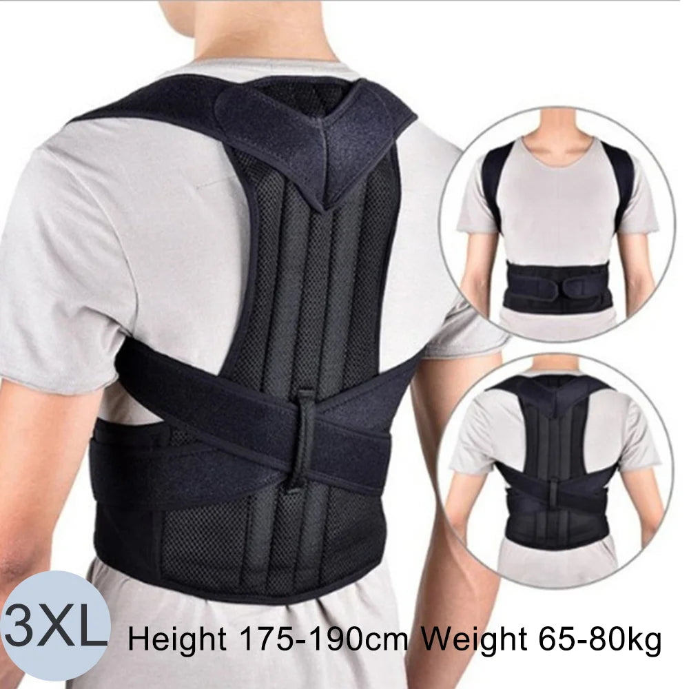 Back Brace Adjustable Scoliosis Hunchback Posture Corrector Adults Chest and Neck Forward Tilt Spine Support Straight Corrector