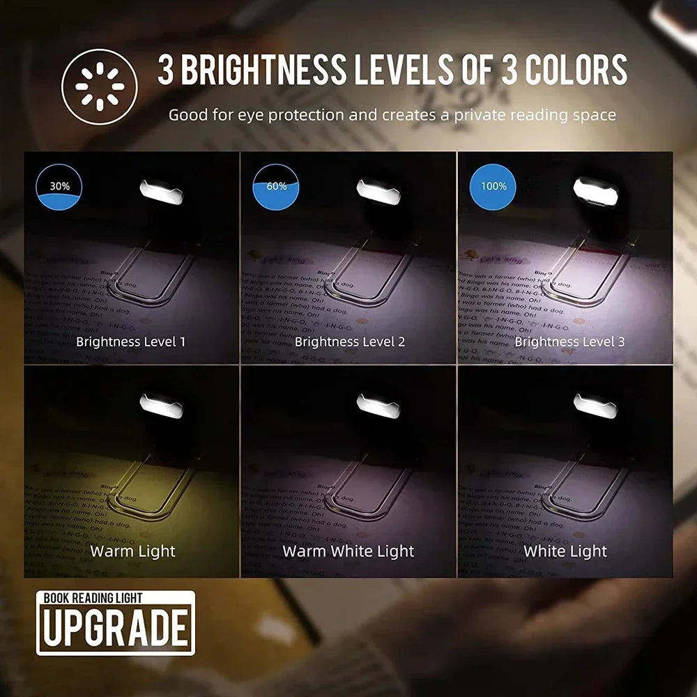 LED USB Rechargeable Book Light Reading Light Eye Protection Night Light Portable Clip Desk Light Bookmark Read Light Night Lamp