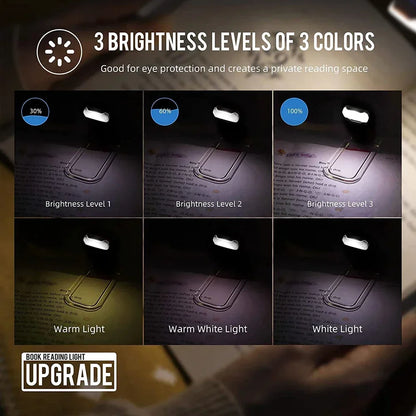 LED USB Rechargeable Book Light Reading Light Eye Protection Night Light Portable Clip Desk Light Bookmark Read Light Night Lamp