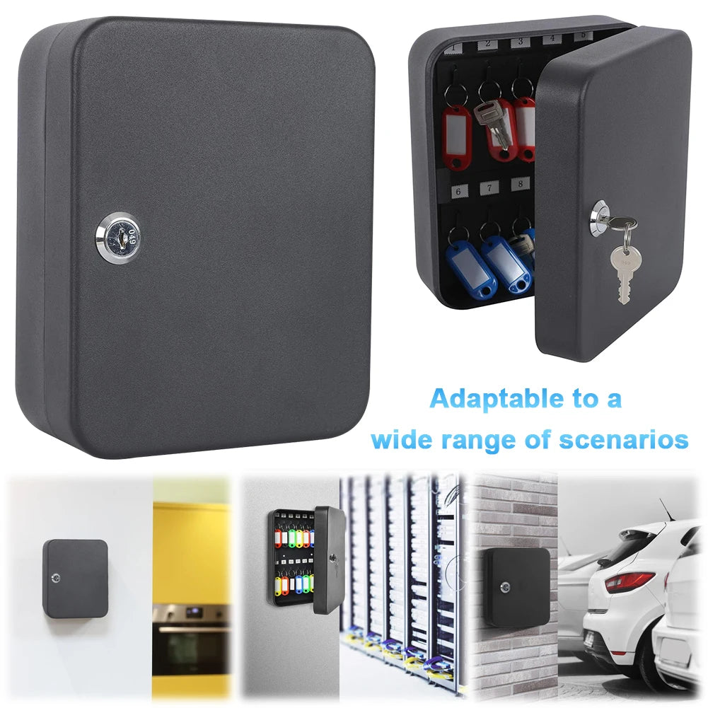Key Box Wall Mounted 20 Key Hooks Key Cabinet Wall Mount with Key/Code Lock Key Storage Lock Box Key Cabinet Security Lock Box