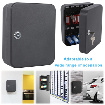 Key Box Wall Mounted 20 Key Hooks Key Cabinet Wall Mount with Key/Code Lock Key Storage Lock Box Key Cabinet Security Lock Box