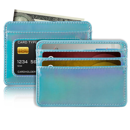 RFID Blocking Credit Card Holder Wallet for Women Men, Slim Minimalist Front Pocket Wallet with Laser Colors