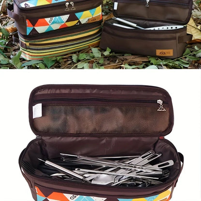 Camping Travel Cooking Utensils Storage Bag, Travel Bag, Portable BBQ Camping Cookware Kitchen Toolkit