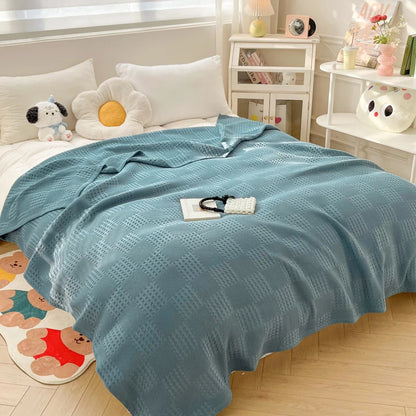 Battilo Cotton Throw Blanket Soft Breathable Waffle Blanket for Twin Queen King Bed Decorative Plaid Sofa Blankets Summer Throws