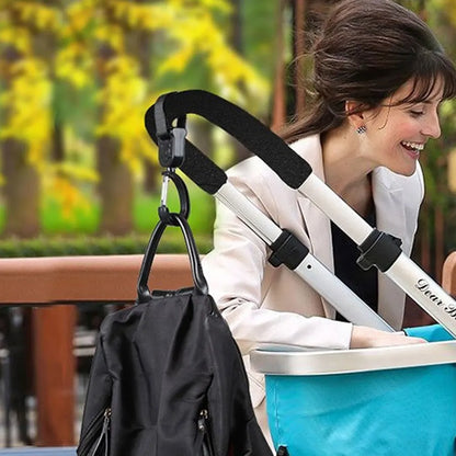2 Pieces of 360 Degree Rotating Hooks for Baby Carriers Rotating Hanging Bags Handcarts Storage Bags Nylon Woven Straps Hooks