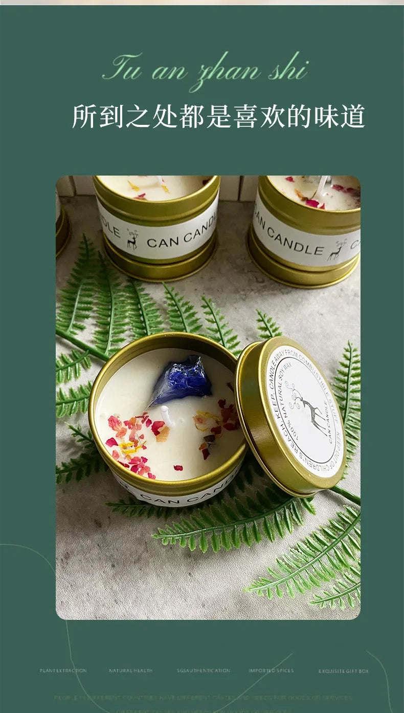 Scented Candle Crystal Stone Dry Flower Silver Tin Candle Hotel Wedding Ceremony Candle