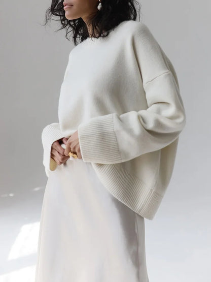 Light Blue Oversized Sweaters For Women 2024 Trend White Loose Sweater Casual Autumn Winter Warm Thick Knit Sweater Women Jumper