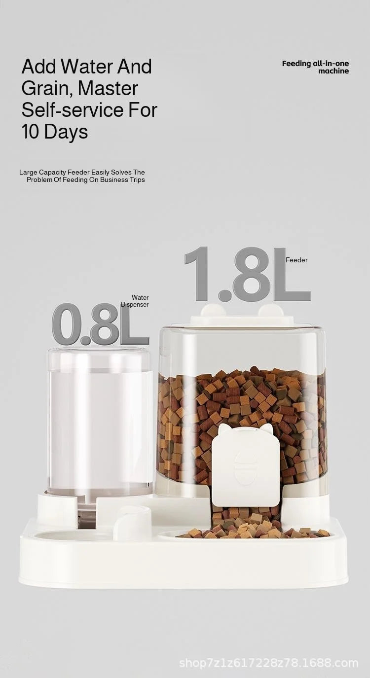 Automatic Dog Cat Feeder and Water Dispenser Gravity Food Feeder and Waterer Set with Pet Food Bowl Universal Pet Products