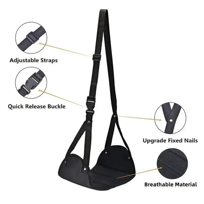 Airplane Footrest With Adjustable Strap, Portable Hammock Leg Rest, Perfect Travel Accessories