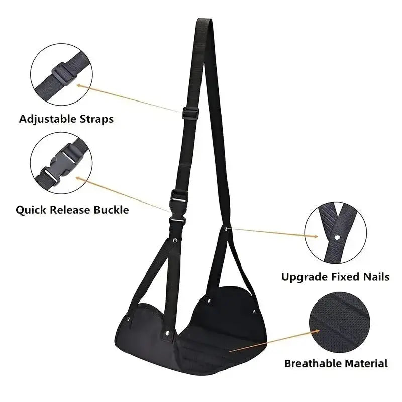 Airplane Footrest With Adjustable Strap, Portable Hammock Leg Rest, Perfect Travel Accessories