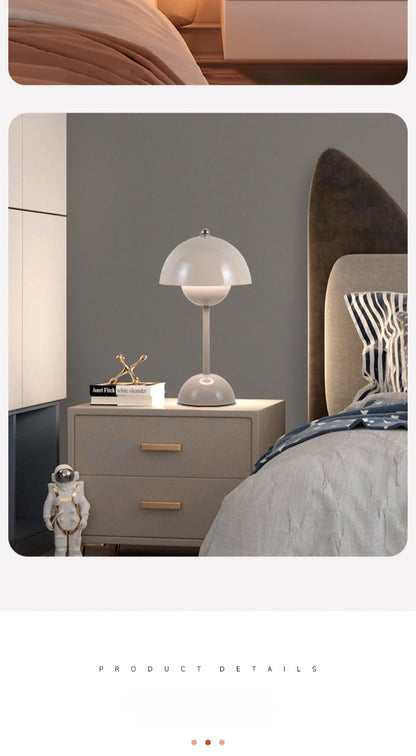 LED Mushroom Flower Bud Lamp – Touch Charging Nordic Decorative Lamp for Bedroom, Study & Bedside