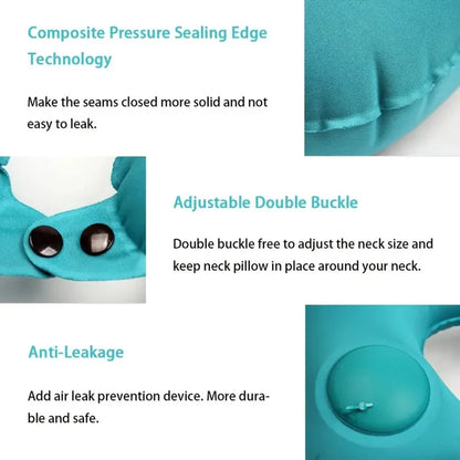 Flocking Inflatable Portable Neck Pillow That Can Be Stored And Self Filled Suitable For Outdoor Travel Business Trips camping