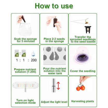 Hydroponics Growing System Indoor Garden Herb Garden Kit Indoor with LED Grow Light Quiet Smart Water Pump Automatic Timer Plant