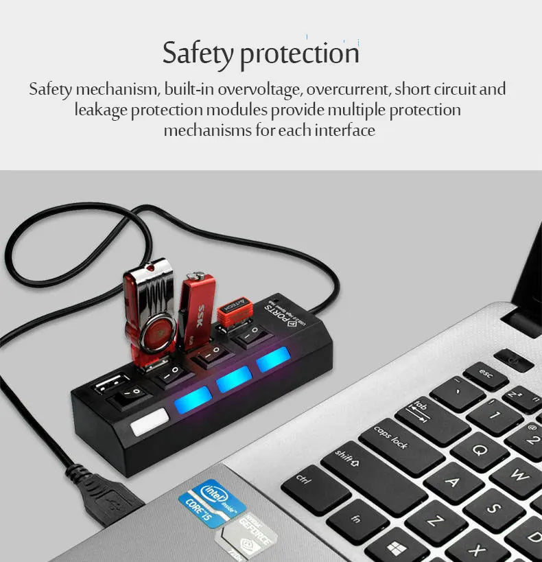 4/7 Port Multi USB Power Adapter USB 3.0 Splitter Hub USB Hub 2.0 USB Multiple Expander Switch Cable Hub Docking Stations