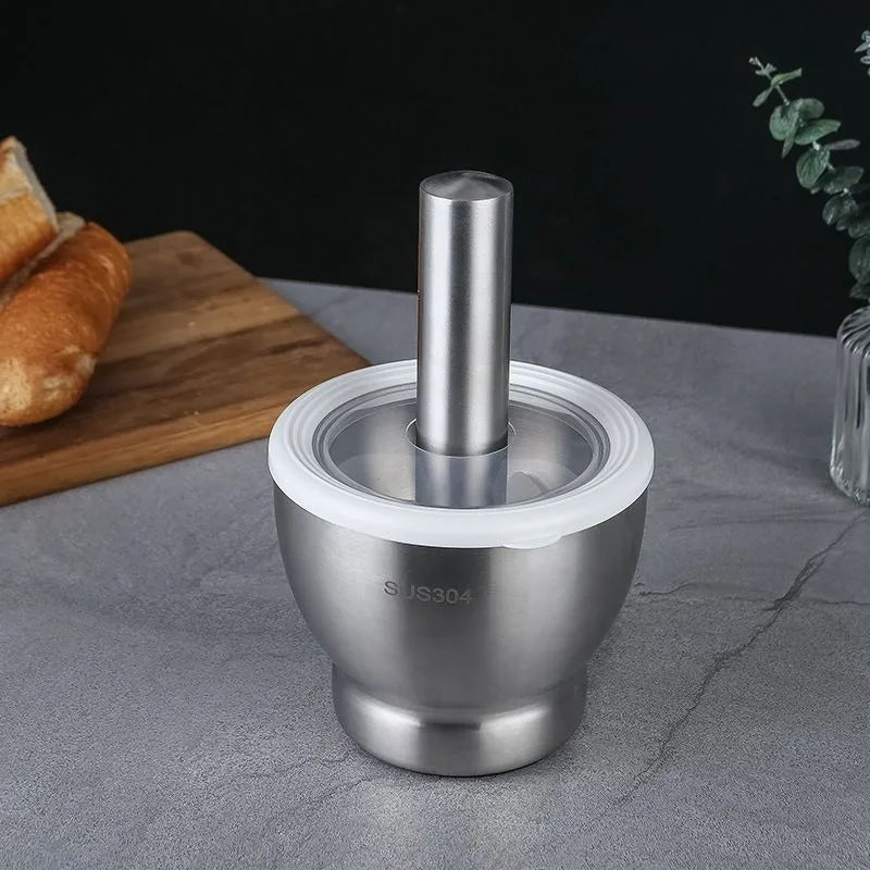 Stainless Steel Mortar and Pestle Kitchen Garlic Pugging Pot Pharmacy Bowl Pepper Spice Grinder Pot Household