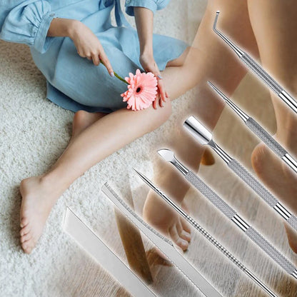 6pcs Stainless Steel Manicure Pedicure Knife To Remove Dead Skin Calluses Thick Hard Nail Clippers Acne Needle Pick Tool Set