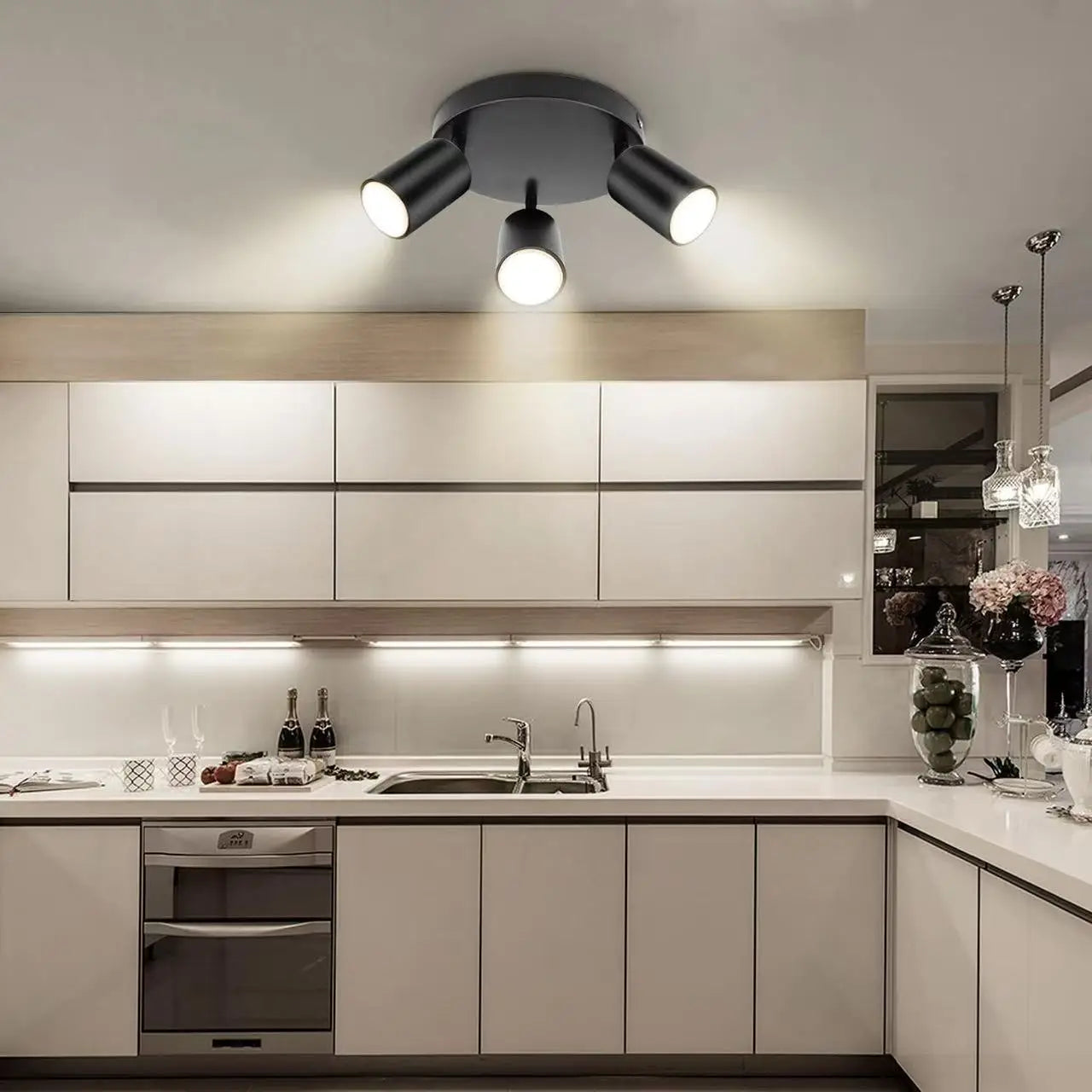 Modern LED Ceiling Light -  GU10 Wall Light Black - Energy Saving, Living Room, Bedroom, Kitchen, Easy Installation, Bulb Not In