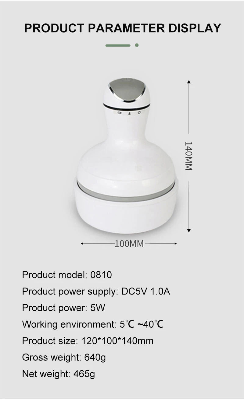 Head Scalp Massager with 4 Replacement Massage Heads Portable Head Scratcher For Stress Release and Hair Growth