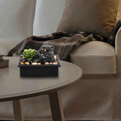 Desktop Water Fountain LED Indoor Decorative Fountain Creative Craft Home Decor Small Waterfall Fountains Zen Meditation Fountai