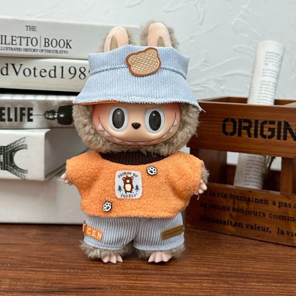 Cute Labubu Doll Costume 17 Cm Labubu Clothes Rubber-Coated Figurines Overalls Baby Dresses Summer Labubu Outfits Holiday Gift