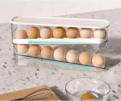 Egg Organizer Boxes Home Double Tiers Automatic Scrolling Egg Holder Refrigerator Storage Box for Fridge Kitchen Accessories