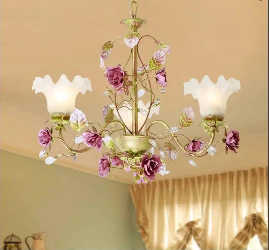 Modern Decorative Floral Pendant Lamp Living Room Rose Decora Lamps 3arms Modern Children Room Hanging Lights AC 100% Guaranteed