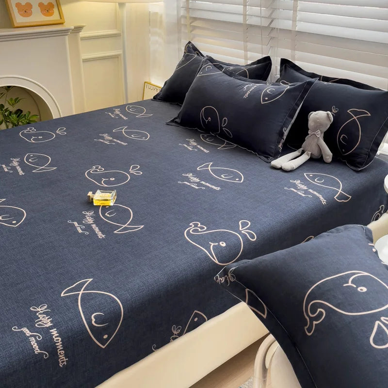 Bed Sheets Cute Animals Fitted Sheet Non Slip 침대패드 Bedspread With Elastic Band Mattress Cover (no Pillowcase) Double Bed Sheets