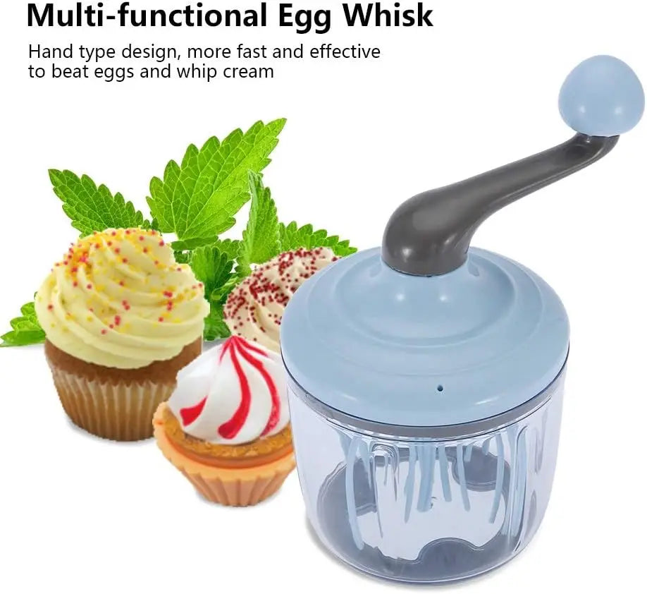 Egg Whisk Plastic Hand Crank Push Whisk Blender Long Crank Multi-Functional Manual Eggs Beater Practical Kitchen Tool