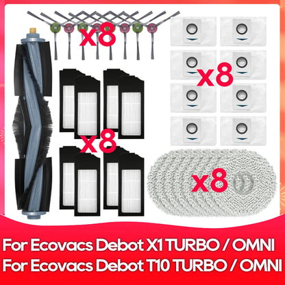 Compatible For ( Ecovacs X1 Turbo, X1 Omni, T10 Turbo, T10 Omni ) Main Side Brush Filter Mop Dust Bag Robot Vacuums Accessory