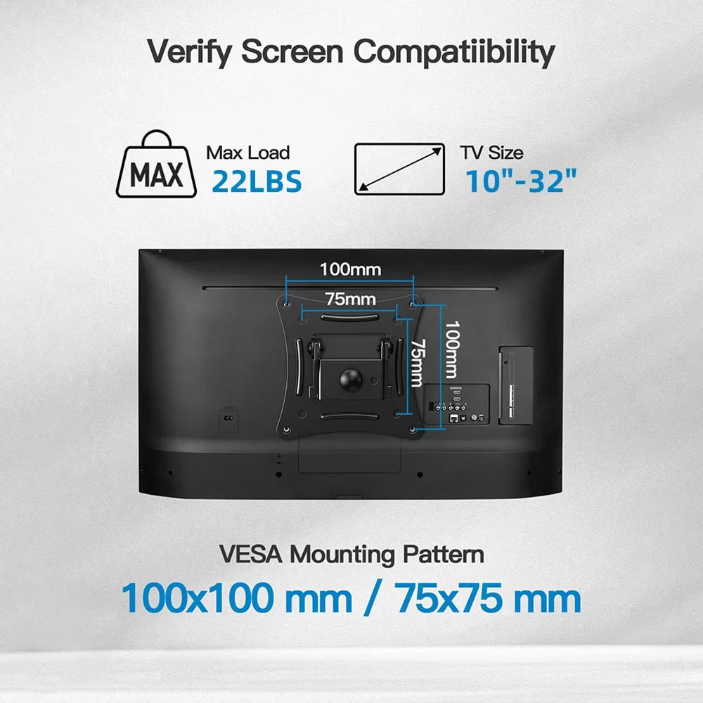 Full Motion TV Monitor Wall Mount Bracket Articulating Arms Swivel Tilt Extension Rotation for Most 10-32 Inch Flat Curved TVs