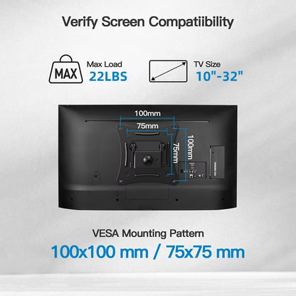 Full Motion TV Monitor Wall Mount Bracket Articulating Arms Swivel Tilt Extension Rotation for Most 10-32 Inch Flat Curved TVs