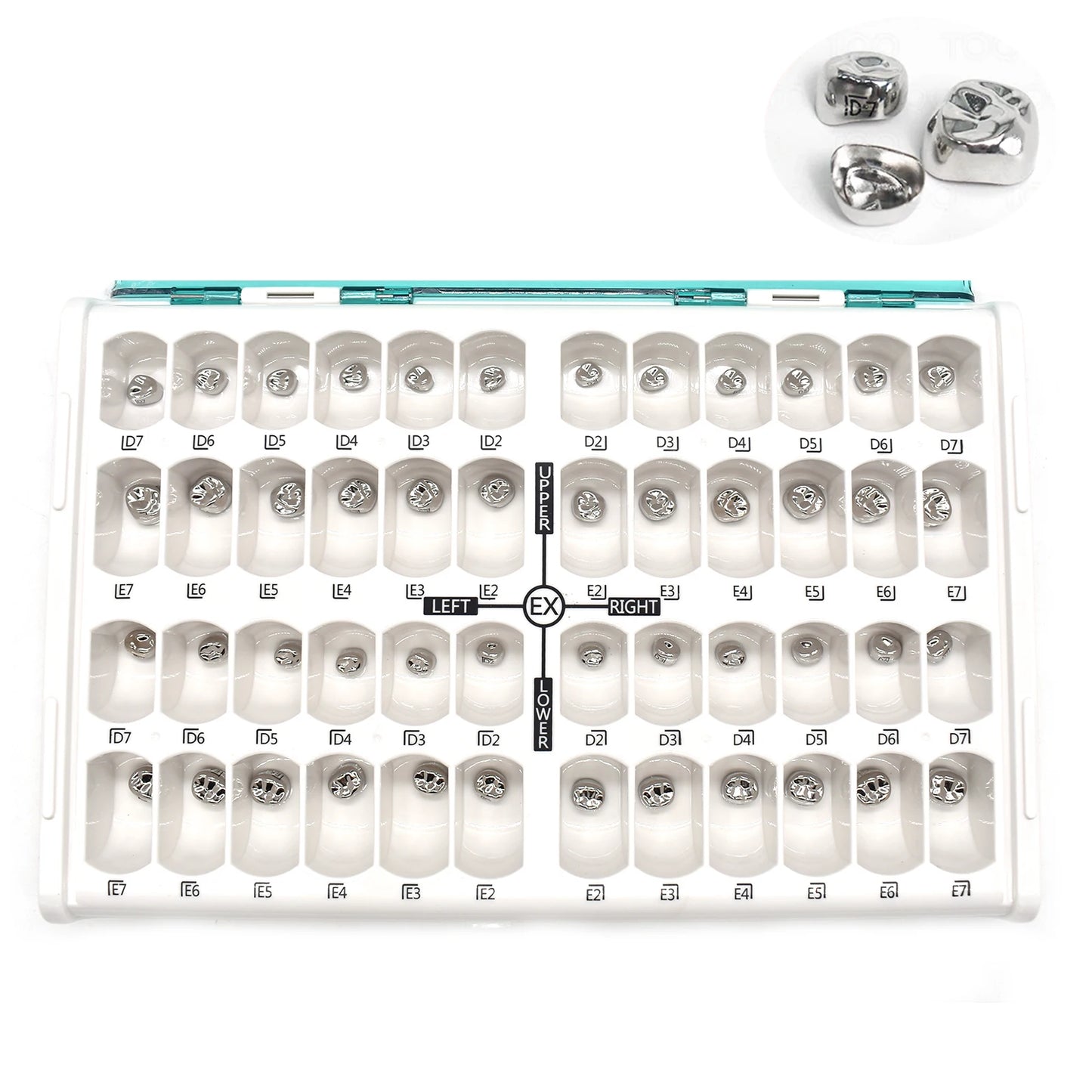 10pcs/lot Dental Primary Molar Crown Teeth 1st 2nd Preformed Stainless Steel Temporary Crowns Kit Adult Kids Dentistry