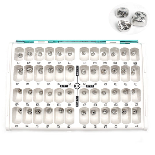 10pcs/lot Dental Primary Molar Crown Teeth 1st 2nd Preformed Stainless Steel Temporary Crowns Kit Adult Kids Dentistry