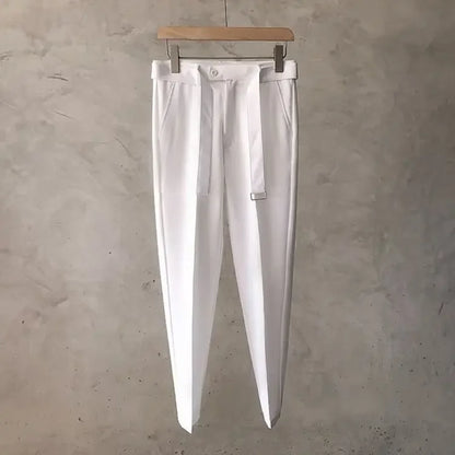 Draped Office Trousers For Men Fluid White Man Suits Pants Work Summer 2024 Chinese Homme Clothing Premium Stylish Formal