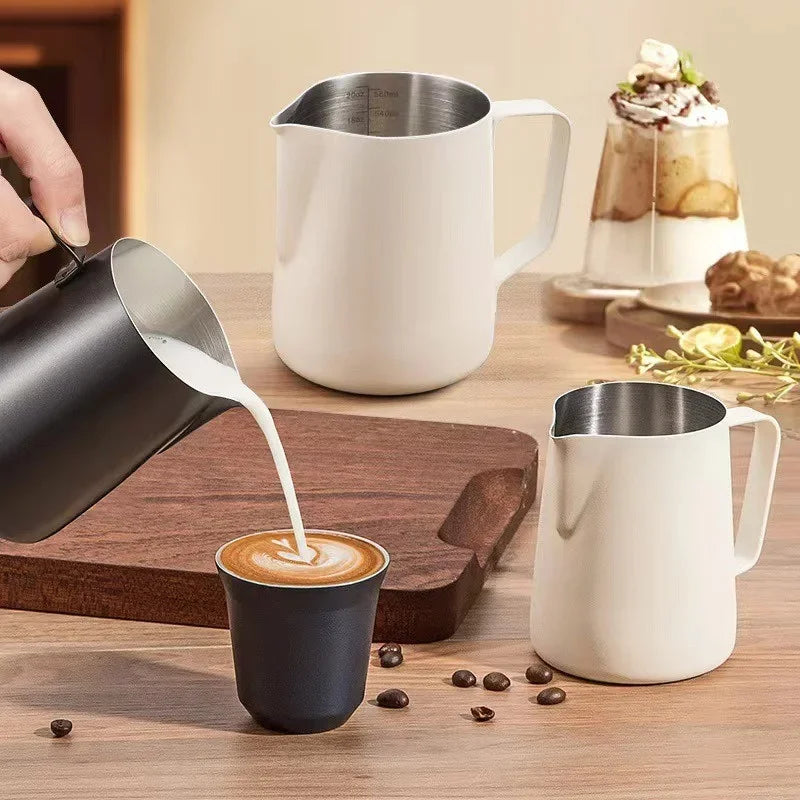 Coffee Milk Frothing Pitcher Jug Stainless Steel With Scale Espresso Steaming Pitchers Professional Milk Foam Jug Barista Craft