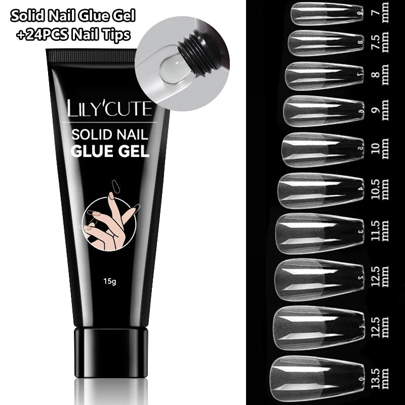 LILYCUTE 7ML Soft Gel Tip Adhesive Glue For False Tips Extend Press On Nails Nail Art Long Lasting Soak Off UV Gel Nail Polish