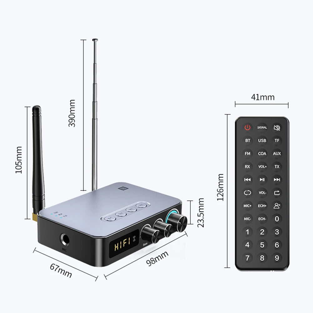 Audio Adapter Multifunctional Stereo Music Receiver Infrared Remote Control Bluetooth-compatible for Speaker Desktop Laptop