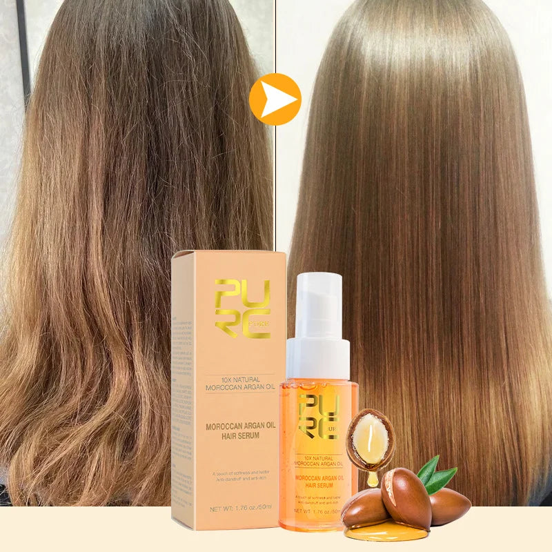 PURC Hair Serum Smoothing Soften Repair Frizz Damaged Hair Anti-Dandruff Scalp Treatment Products Hair Care Morocco Argan Oil